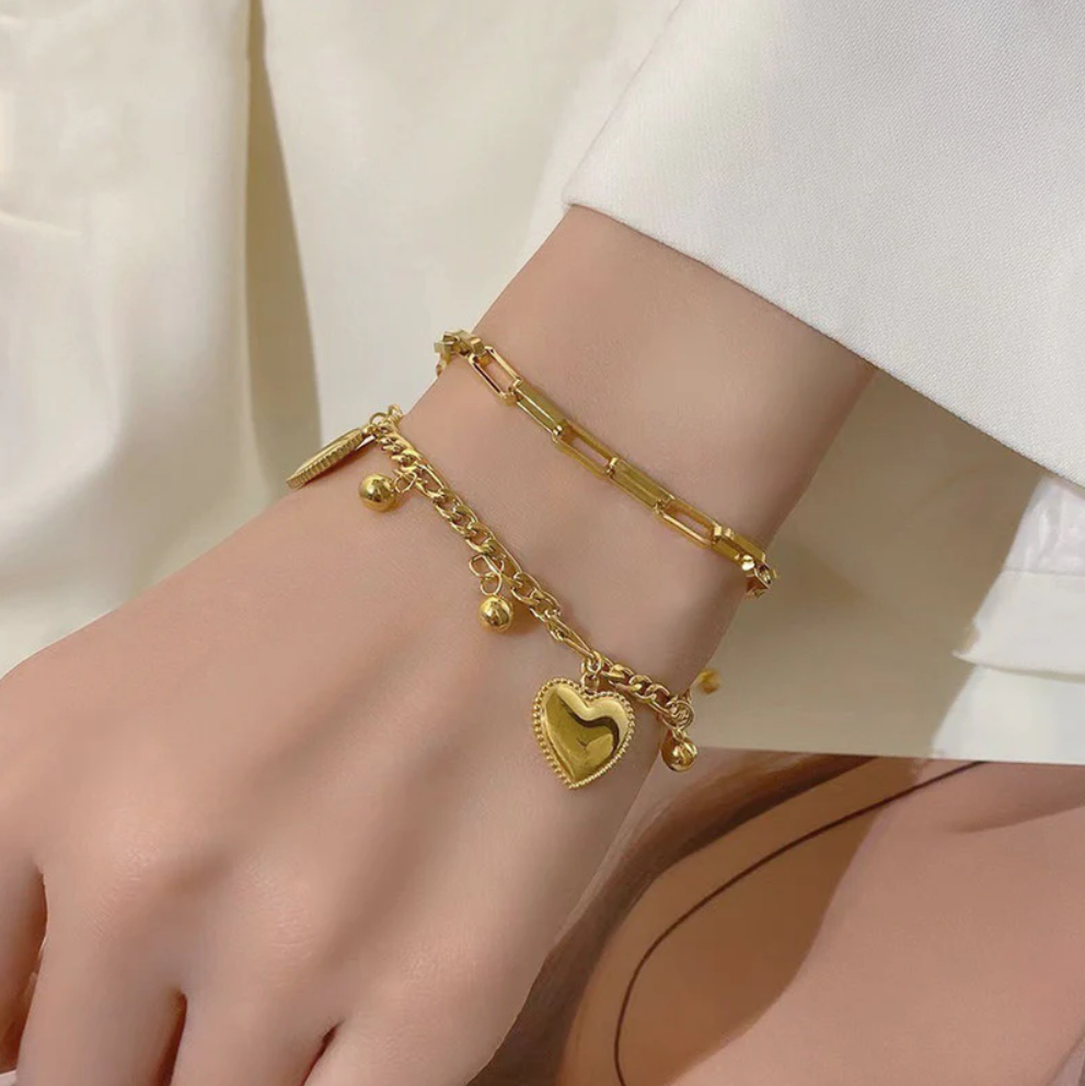 Heart Drop Charm Bracelet