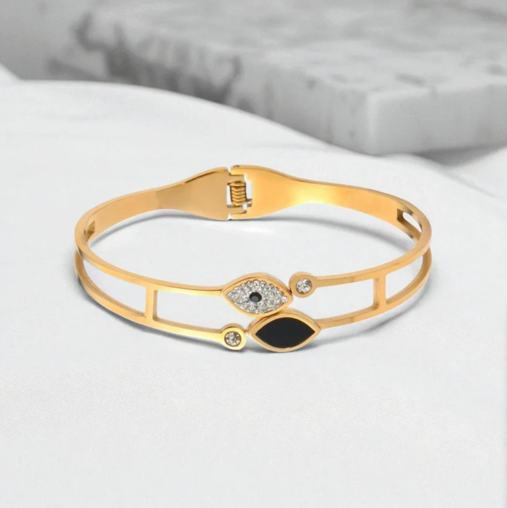 Evil Eye Themed Bangle Style Bracelet