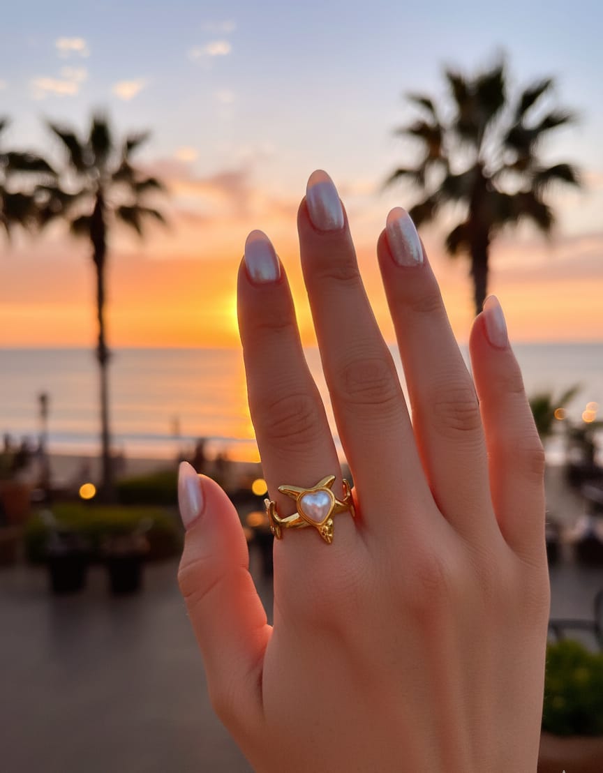 Adjastable Star Heart Ring