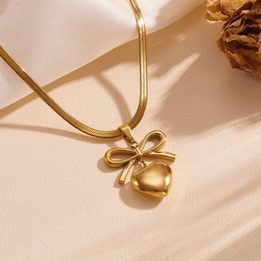 Amour Bow Heart Necklace