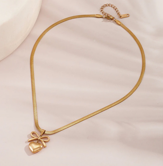 Amour Bow Heart Necklace