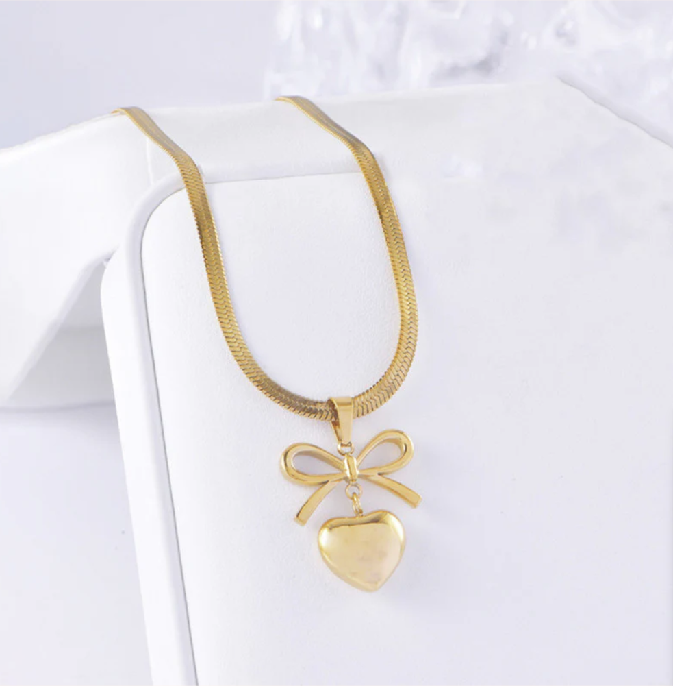 Amour Bow Heart Necklace
