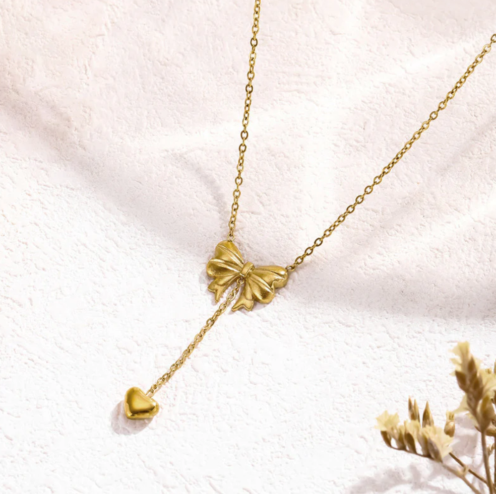 Celeste Bow Drop Necklace