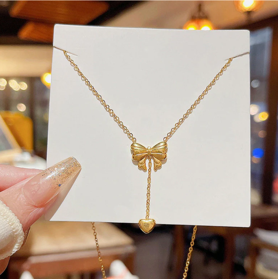 Celeste Bow Drop Necklace