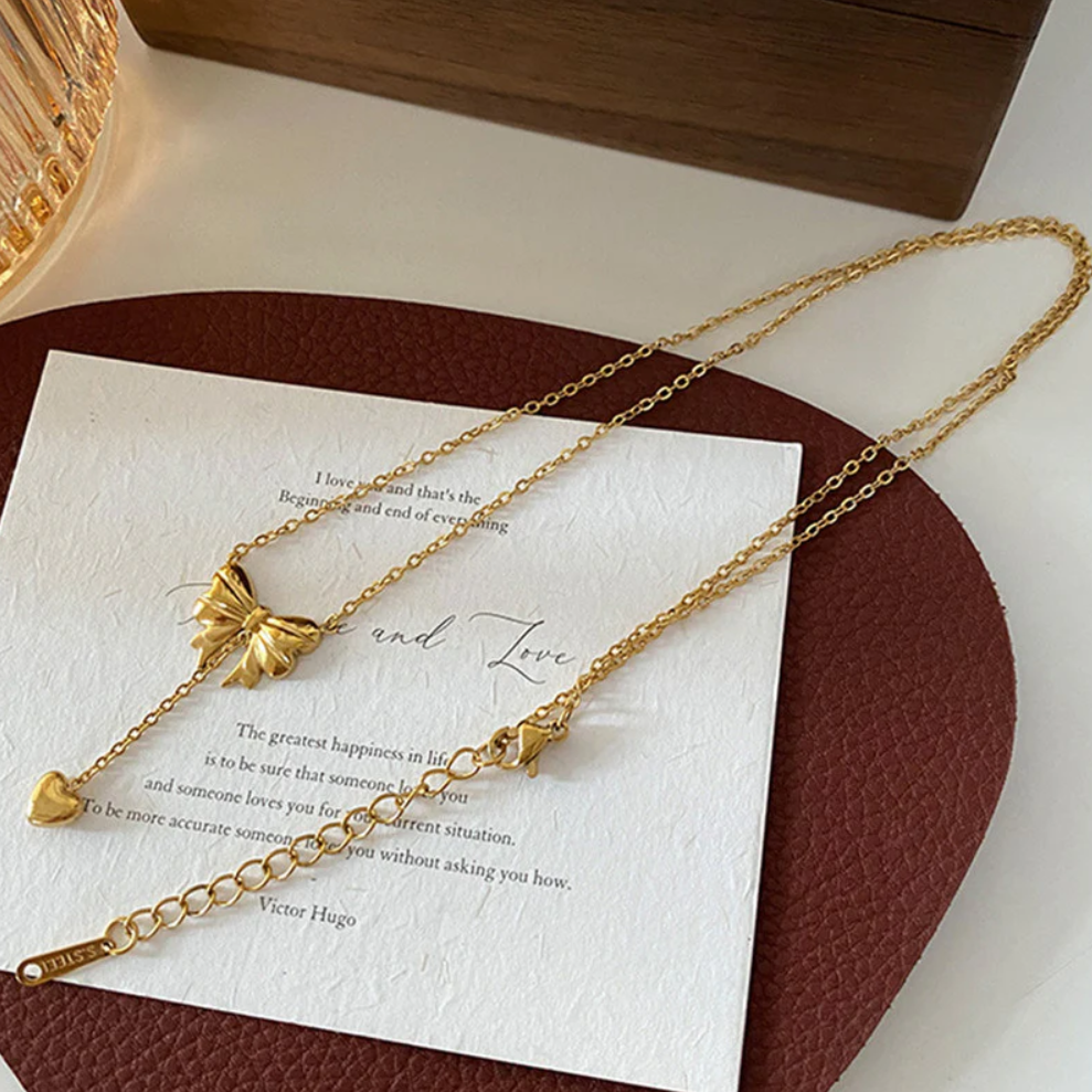Celeste Bow Drop Necklace