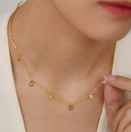 Golden Crystal Drop Necklace