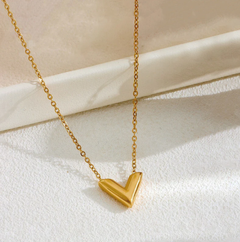Golden V Charm Necklace