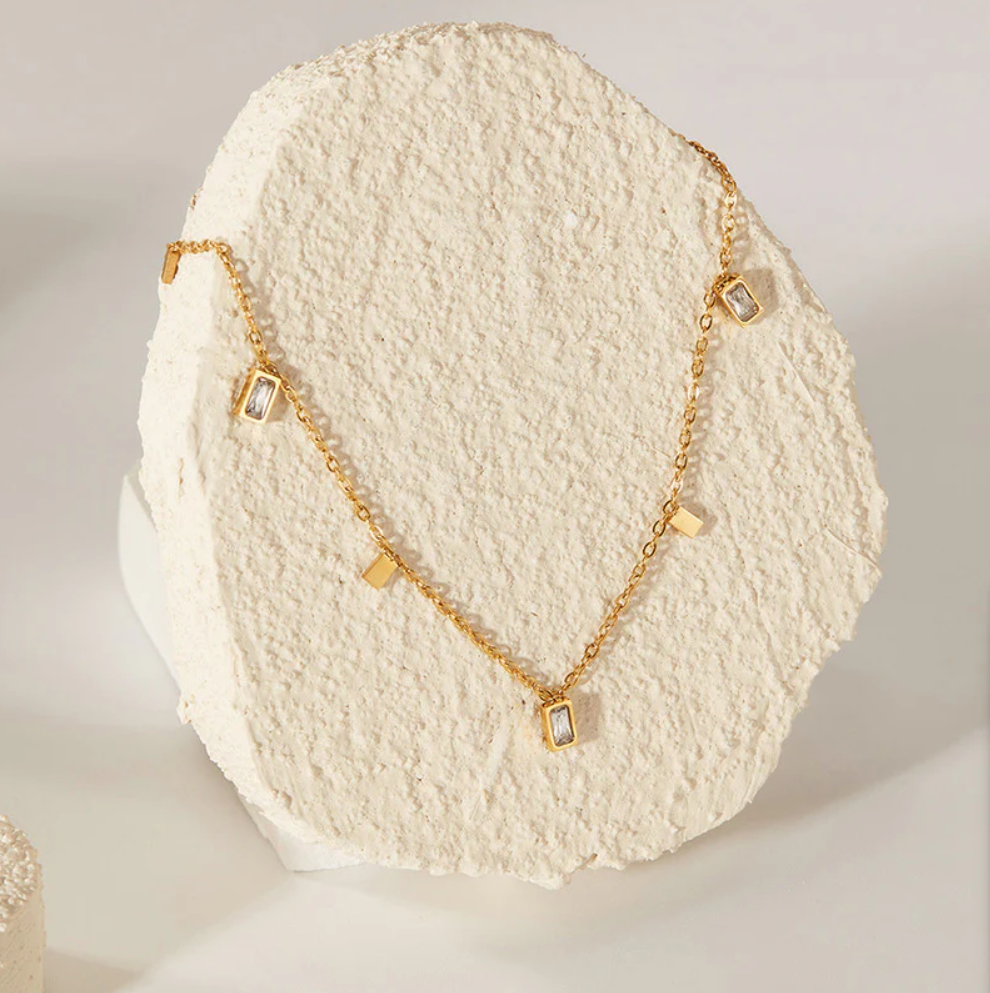 Golden Crystal Drop Necklace