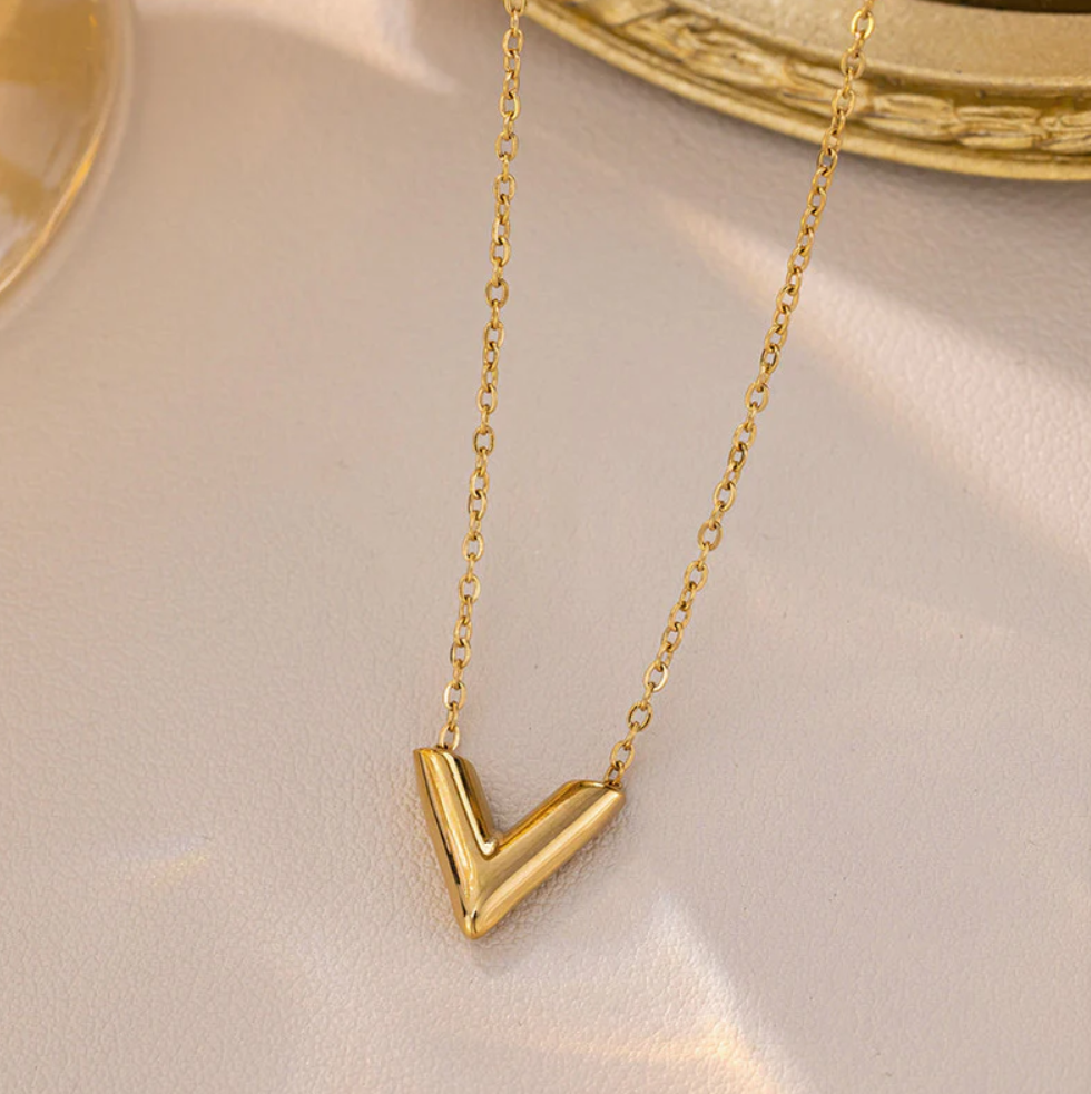 Golden V Charm Necklace
