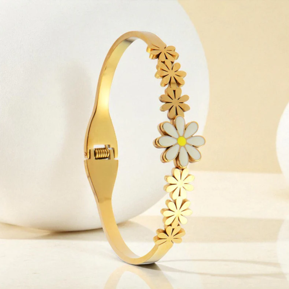 Floral Themed  Bangle Style Bracelet