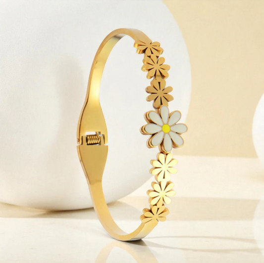 Floral Themed  Bangle Style Bracelet