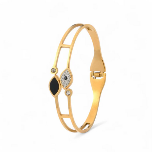 Evil Eye Themed Bangle Style Bracelet