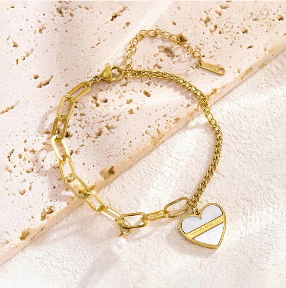 Orlina Pearl Love Bracelet