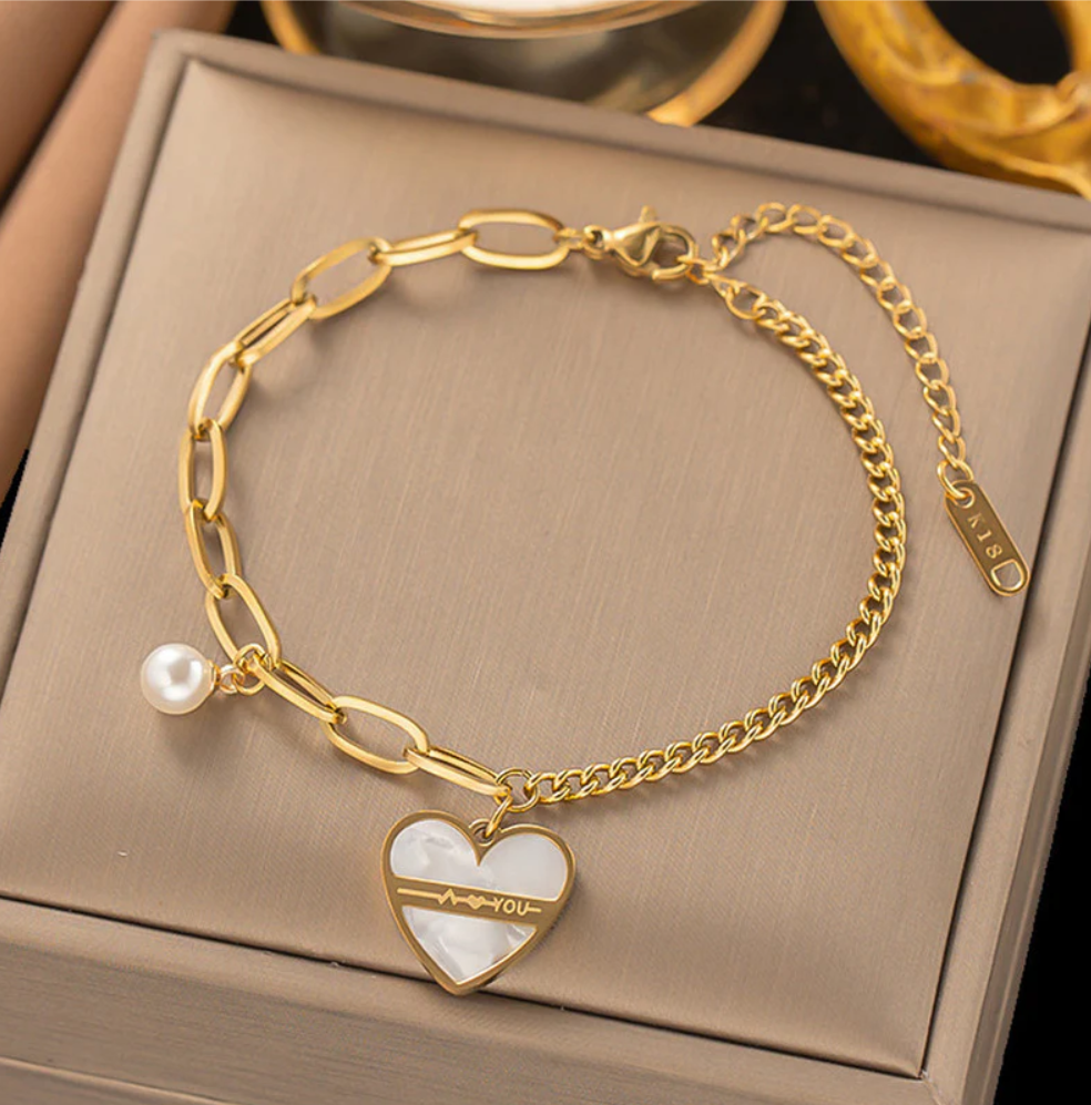 Orlina Pearl Love Bracelet