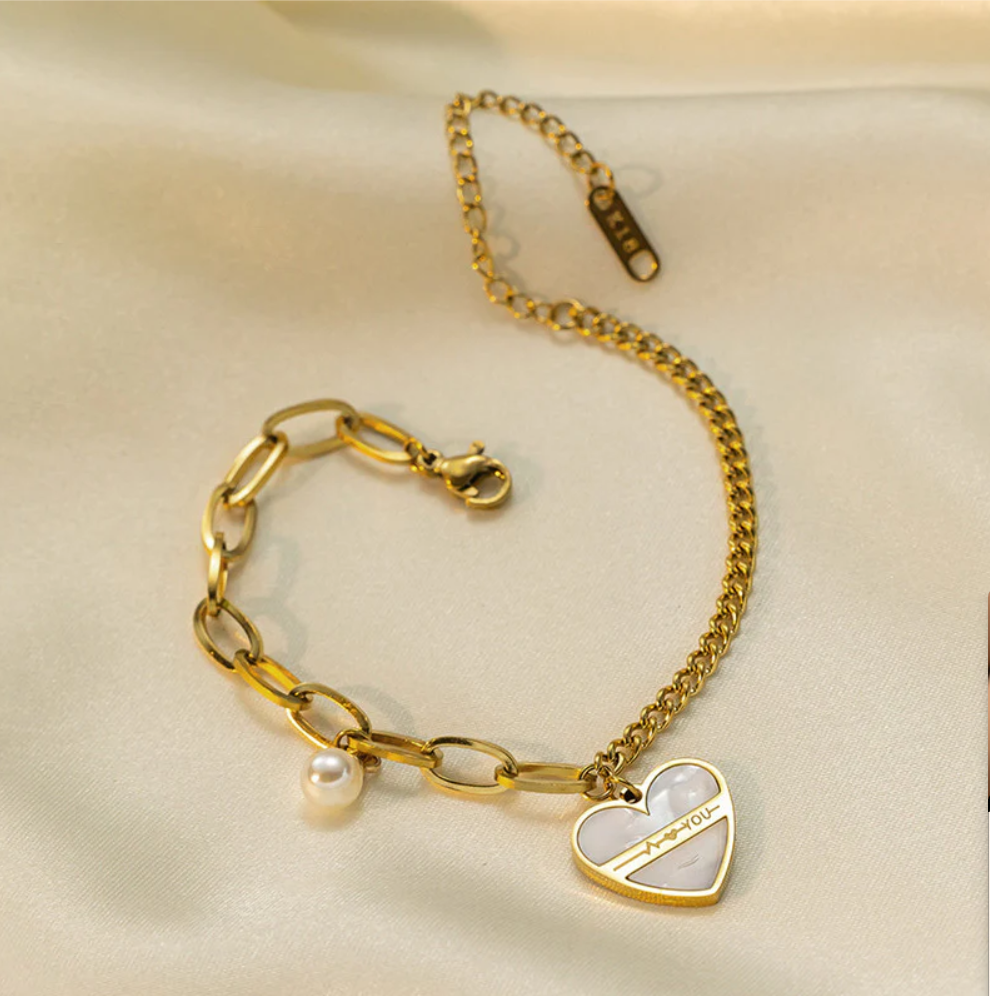 Orlina Pearl Love Bracelet