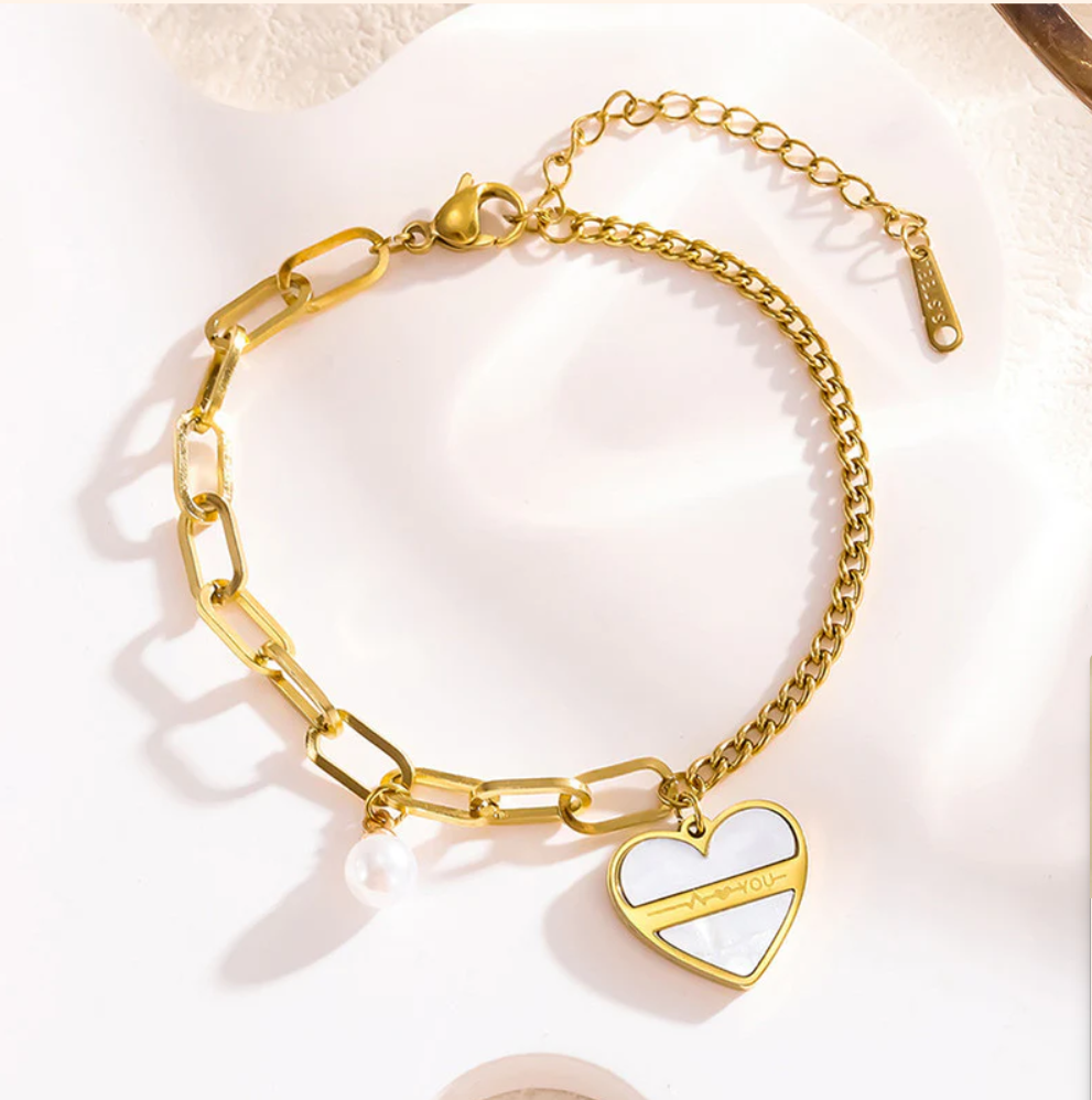 Orlina Pearl Love Bracelet