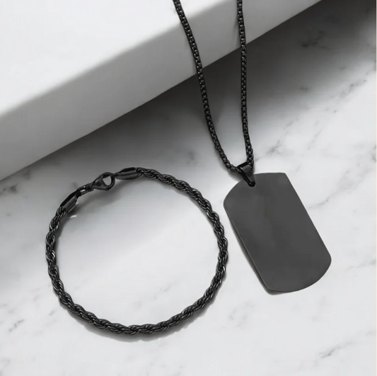 Mens Jewellery: Noir Titan Tag Set