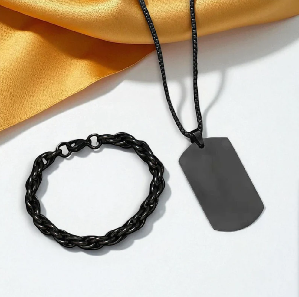 Mens Jewellery: Noir Titan Tag Set