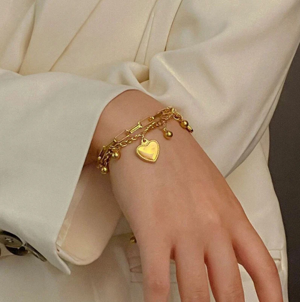 Heart Drop Charm Bracelet