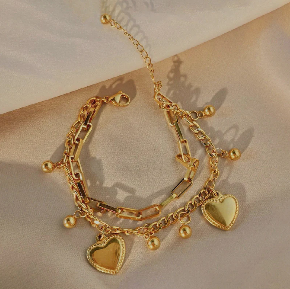 Heart Drop Charm Bracelet
