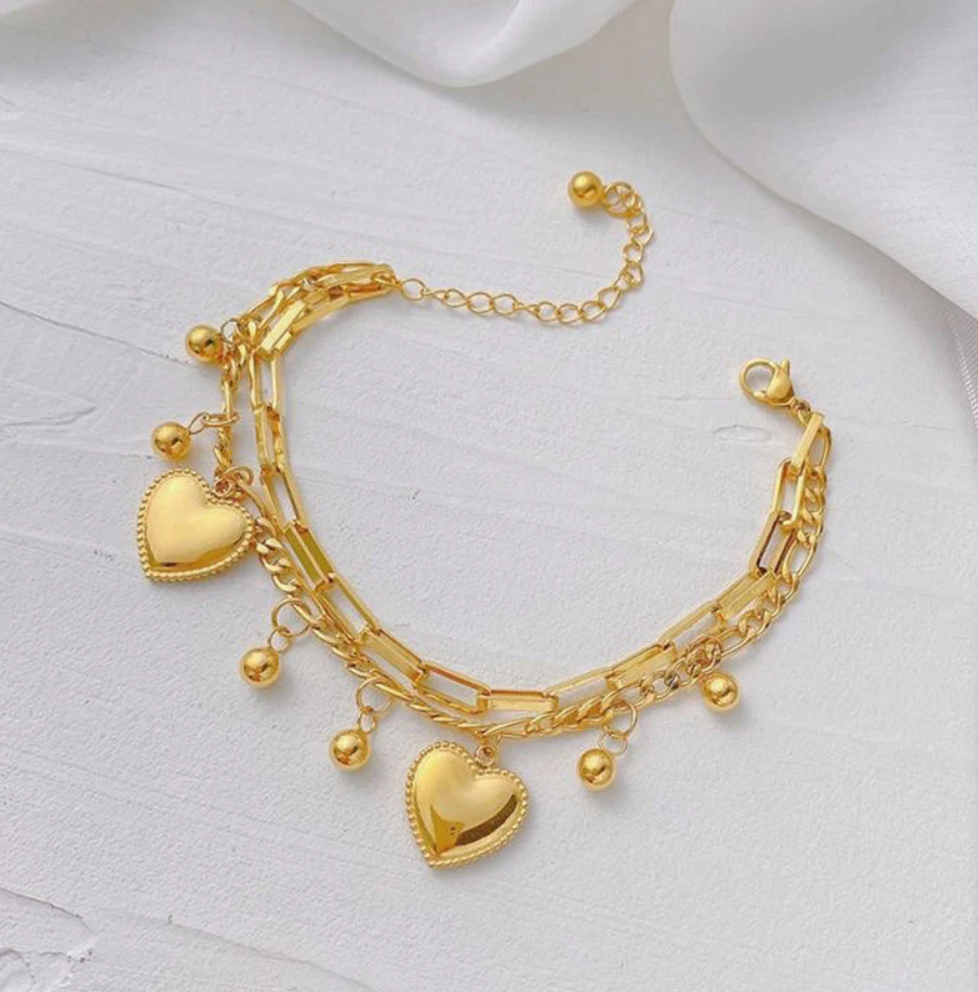 Heart Drop Charm Bracelet