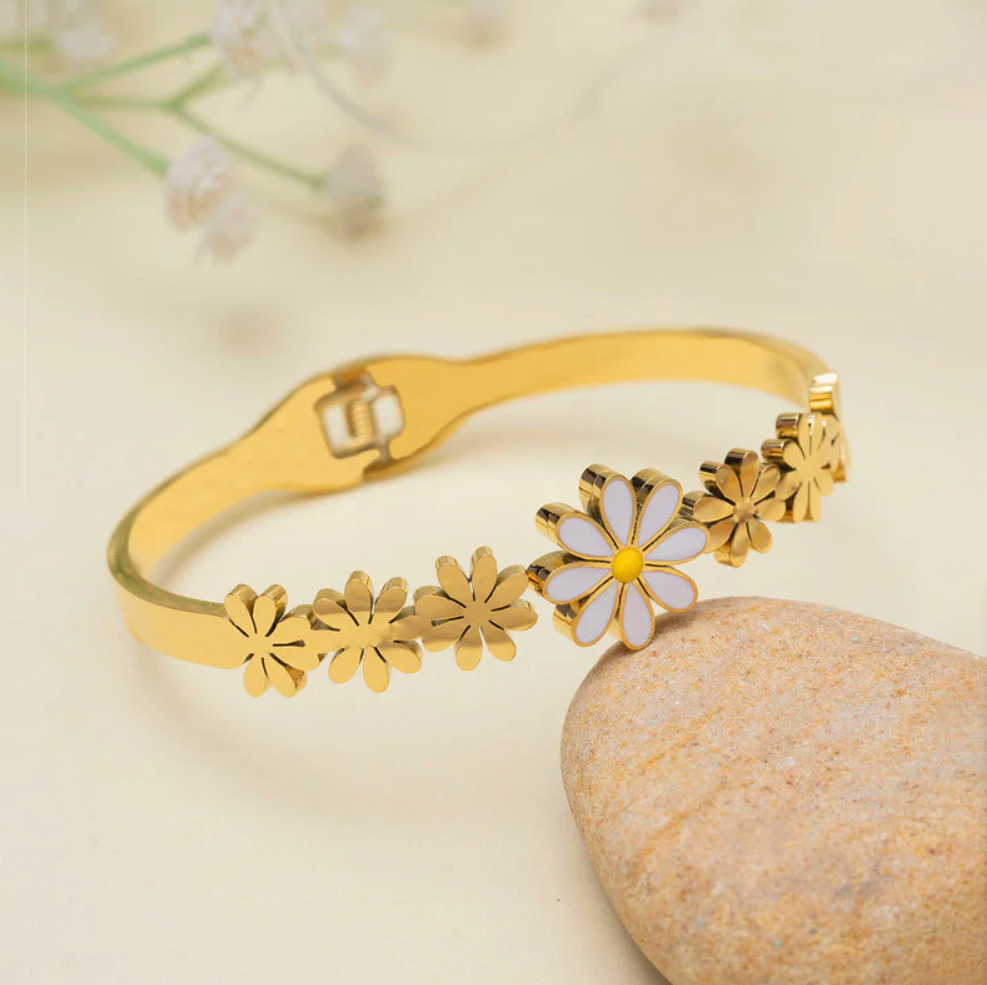 Floral Themed  Bangle Style Bracelet
