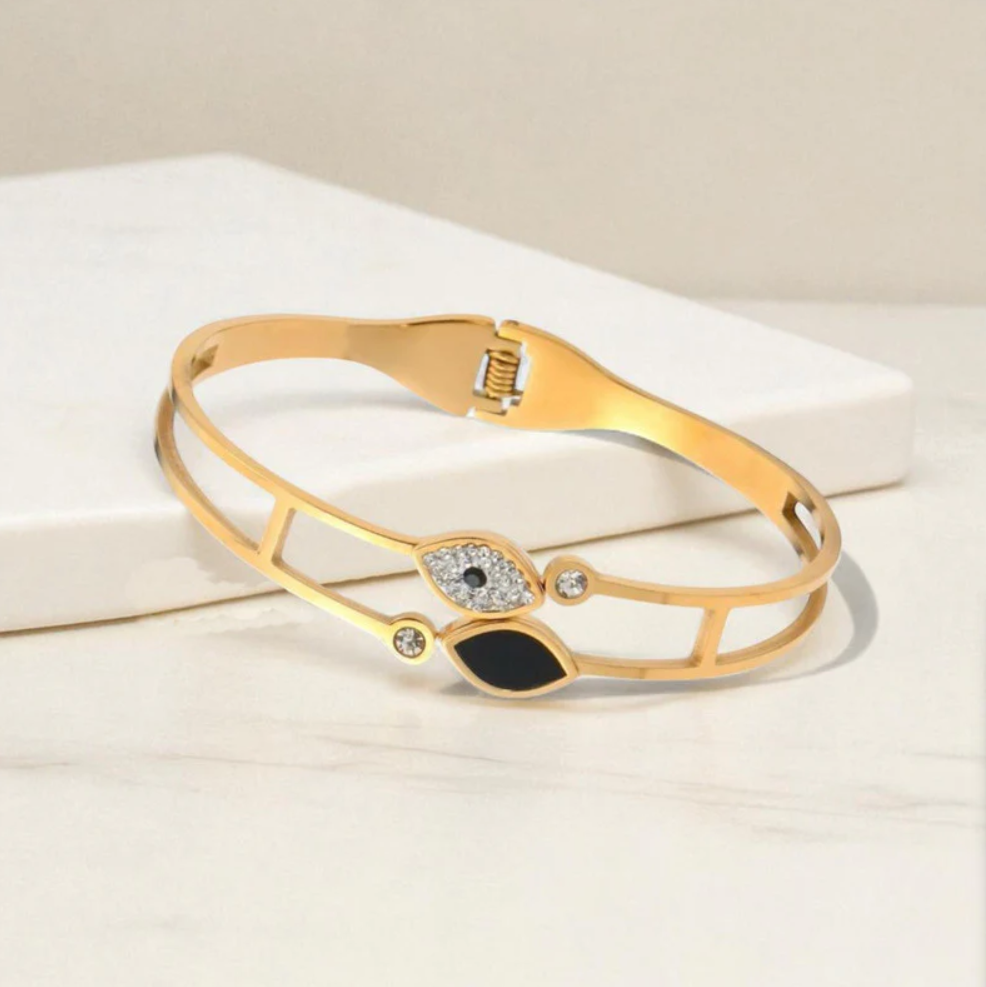 Evil Eye Themed Bangle Style Bracelet