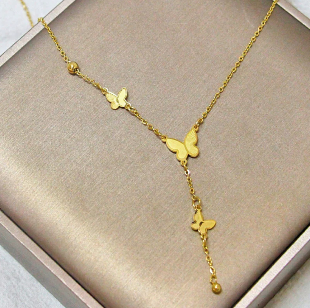 Liora Butterfly Drop Necklace