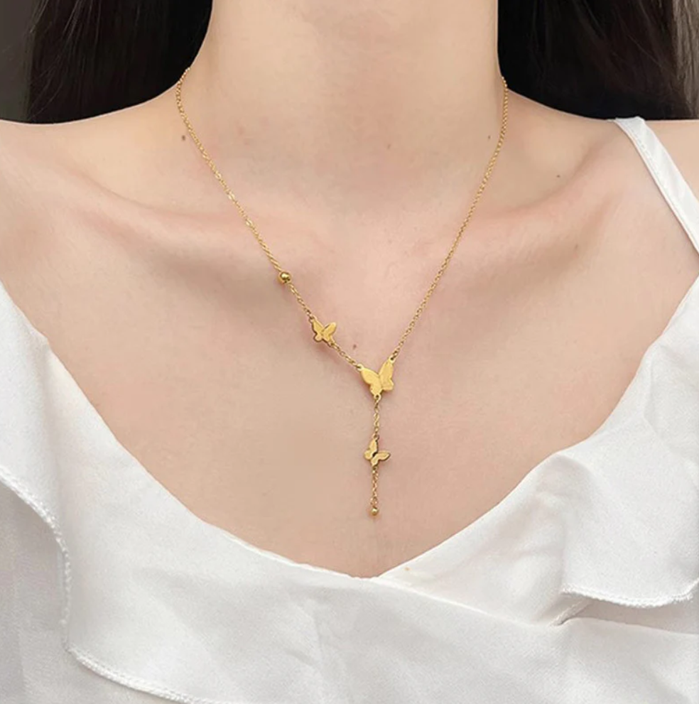 Liora Butterfly Drop Necklace