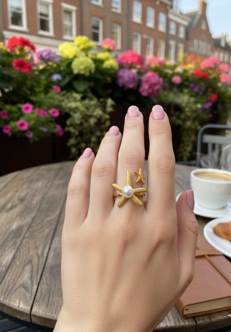 Maris Starfish Pearl Ring