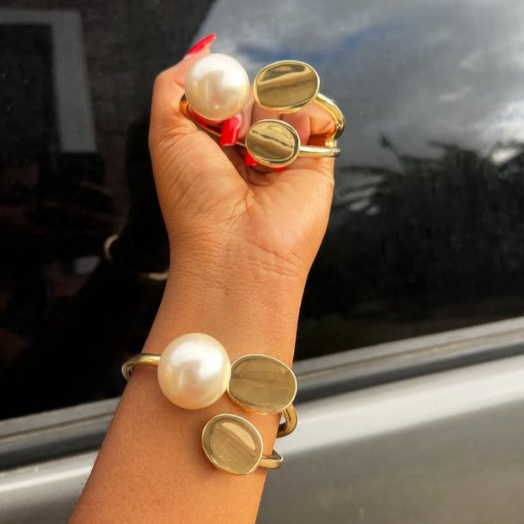 Golden Pearl Statement Cuff