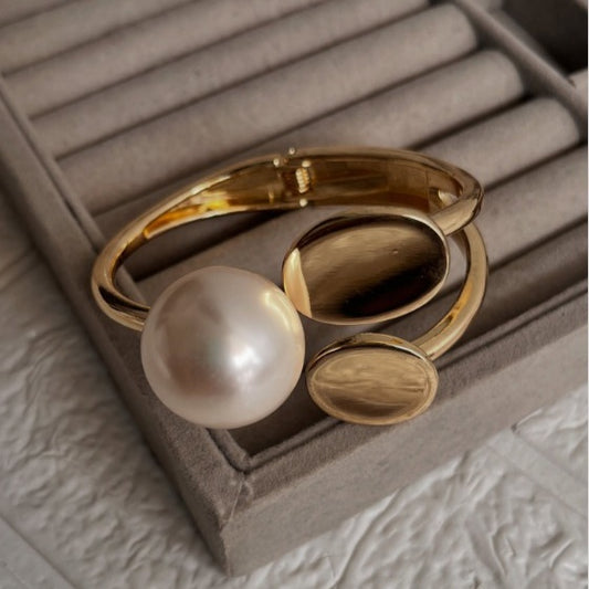 Golden Pearl Statement Cuff