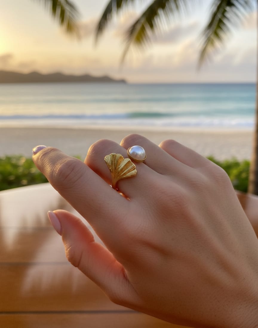 Aura GinkgoPearl Ring