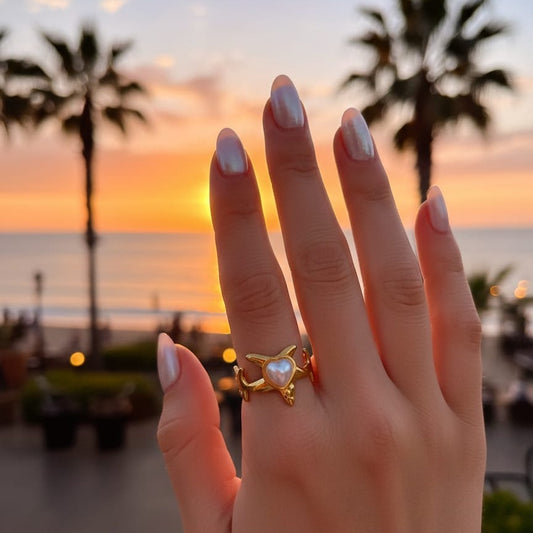 Adjastable Star Heart Ring